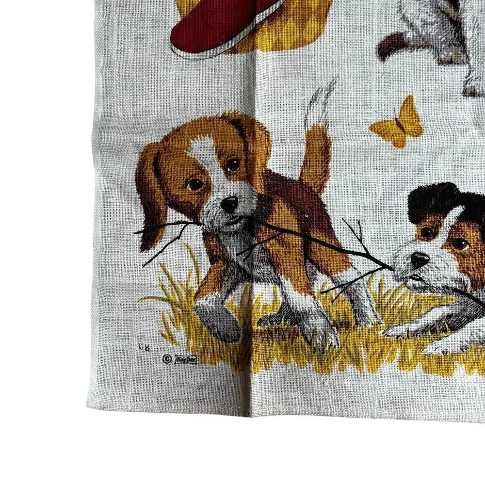 Kay Dee pure linen kitchen tea towel dog lovers love dogs puppies novelty print